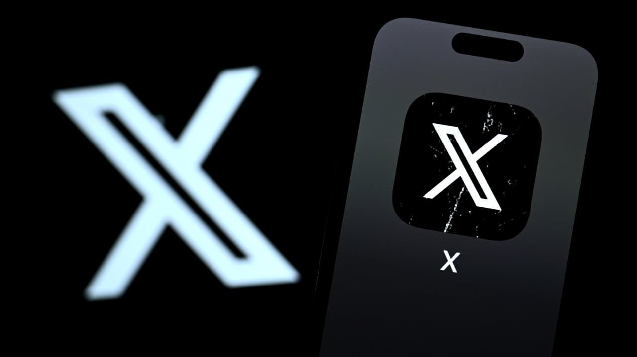 The logo of social media app X
