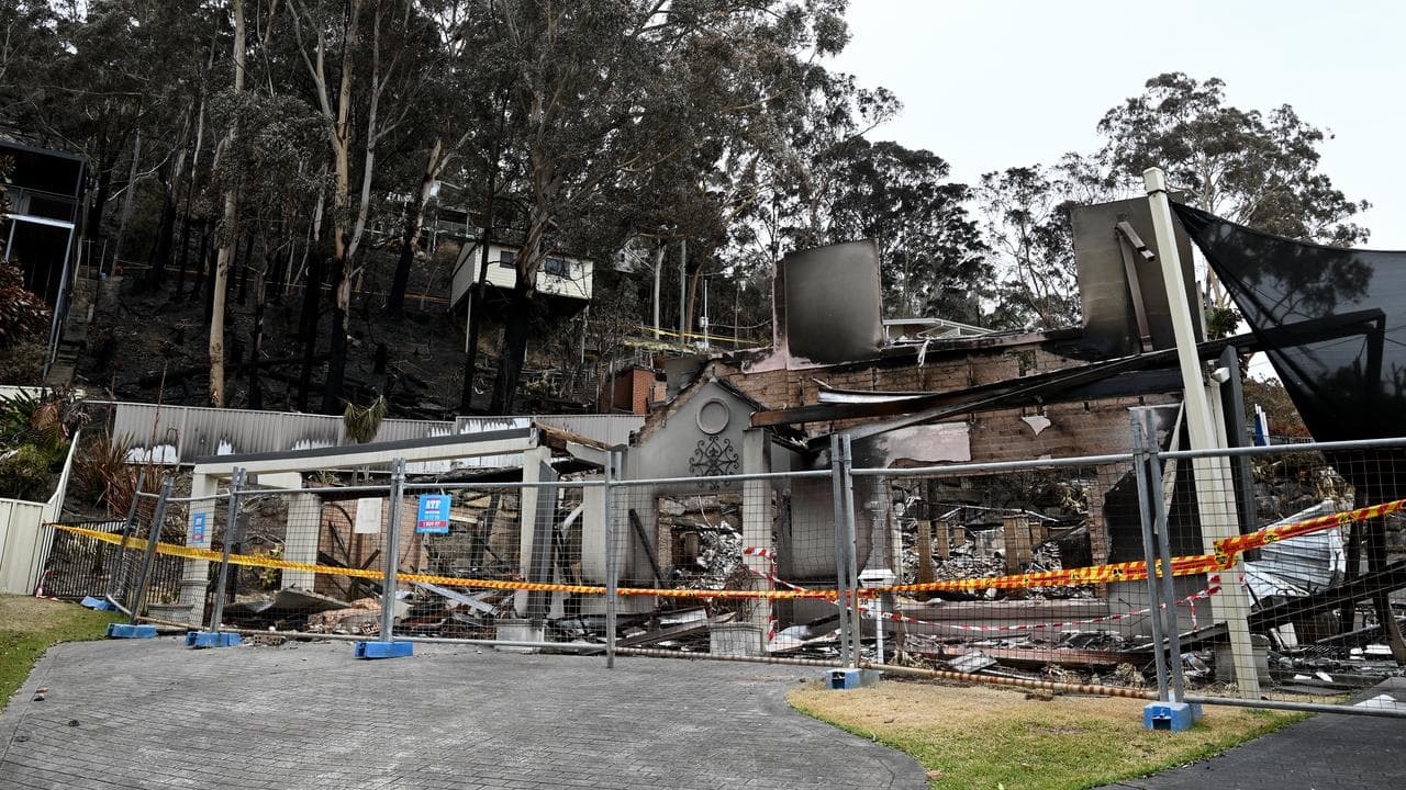 Remains of a home destroyed on the Central Coast