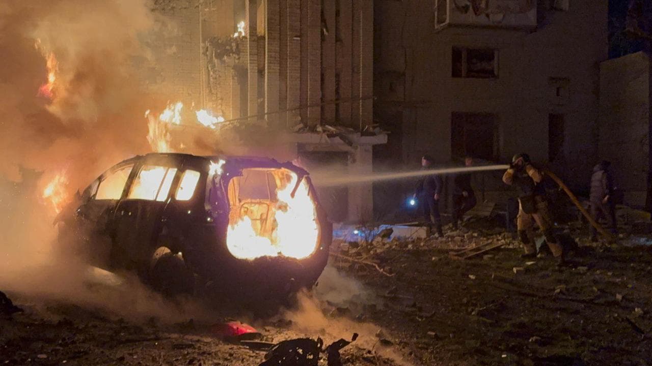 Damage from a Russian strike in Sumy region, Ukraine