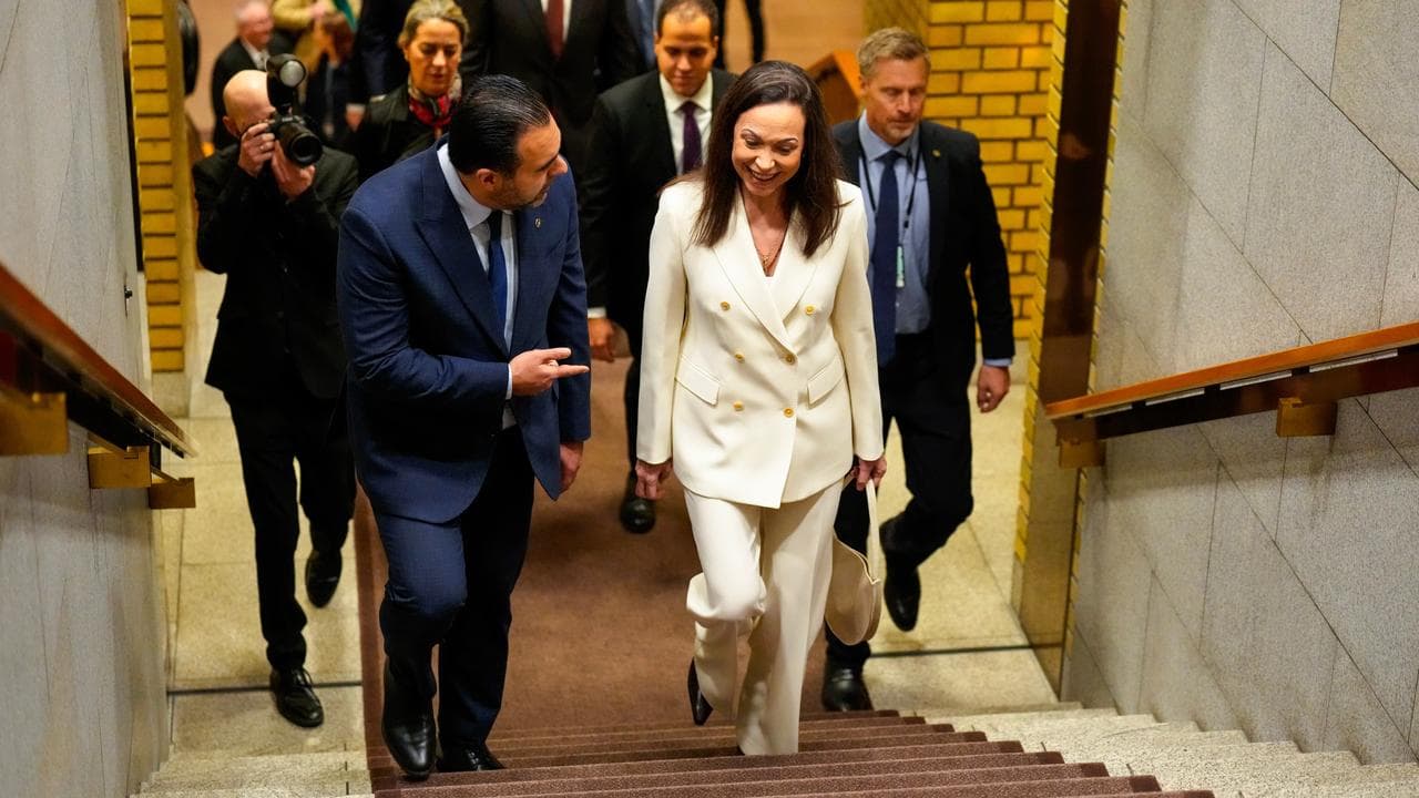 Nobel laureate María Corina Machado visits the Storting in Oslo