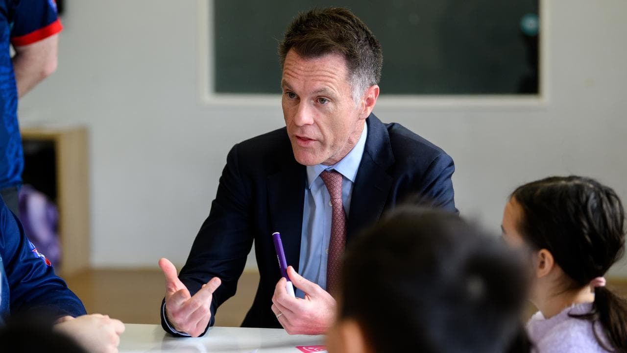 Chris Minns talking to children (file)