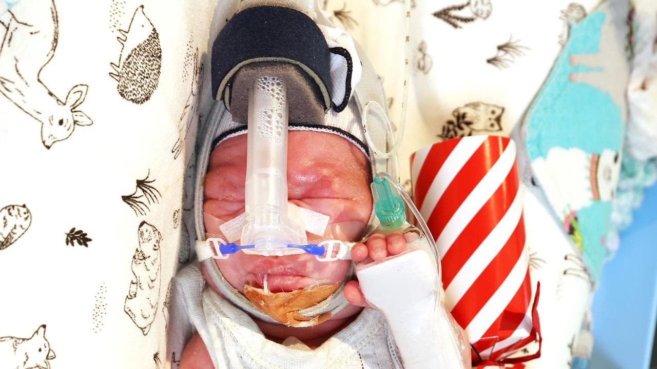 Tiny newborn Charlie Jones