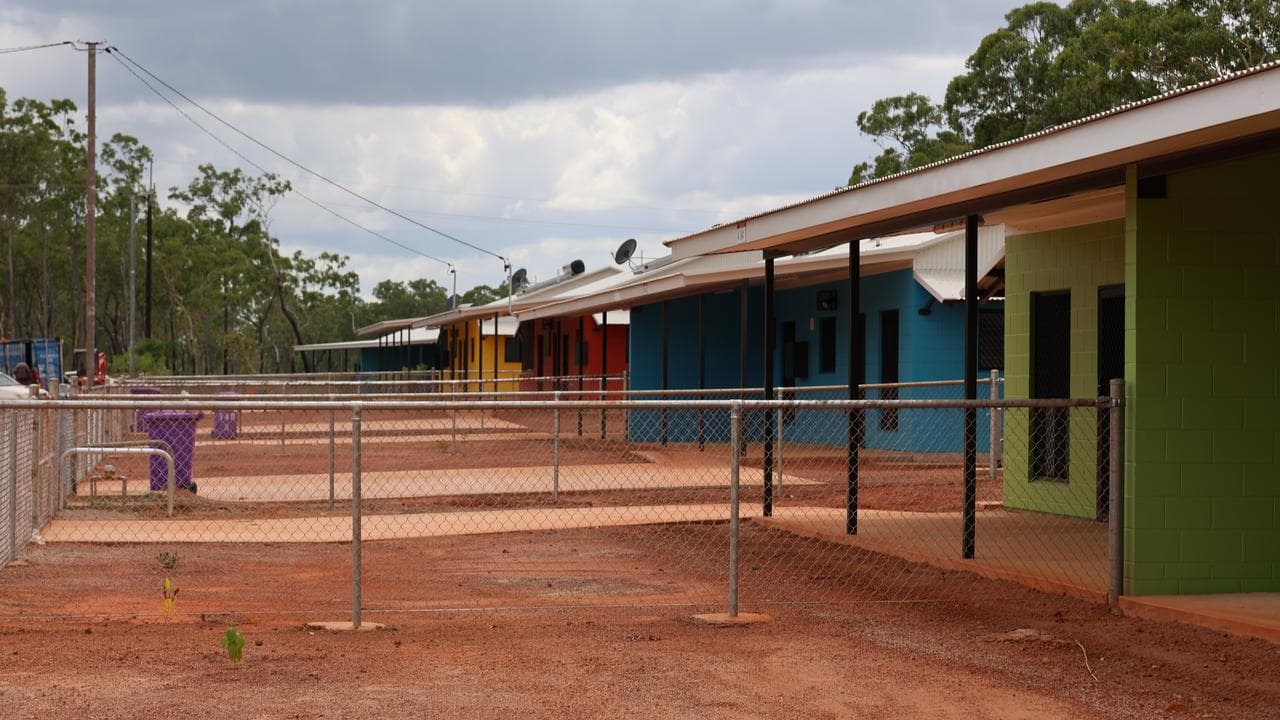 A row of social housing dwellings in a remote NT town