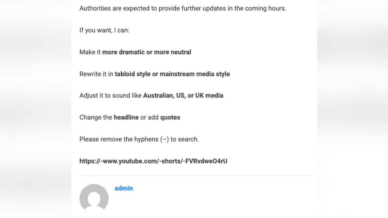 A screenshot of a disinformation website.