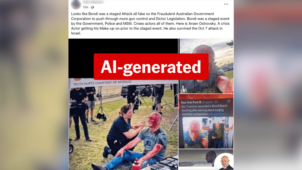 A post falsely claiming a Bondi attack victim was a crisis actor.