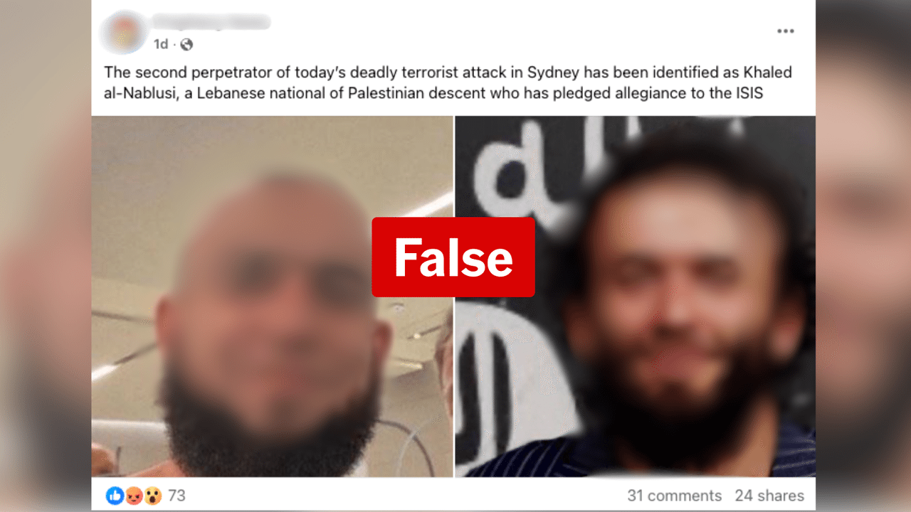 A Facebook post that wrongly identifying one of the Bondi shooters