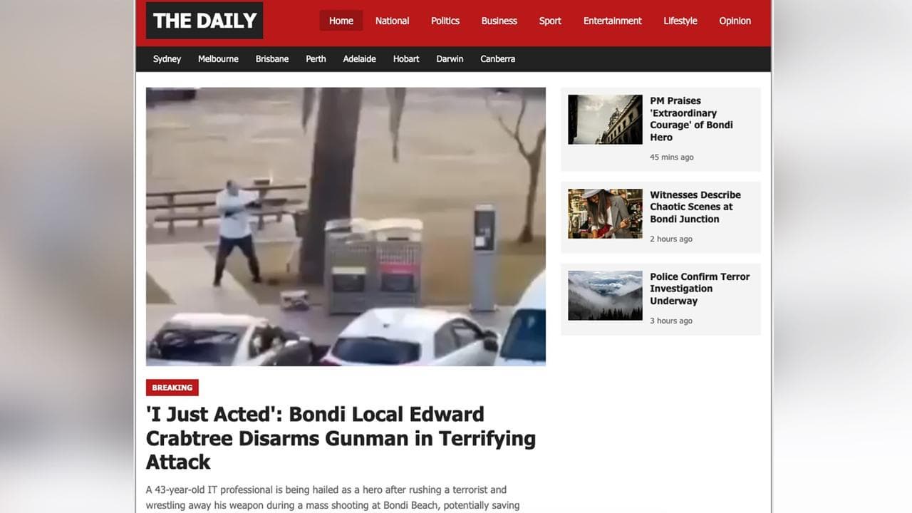 Screenshot of a fake news report.