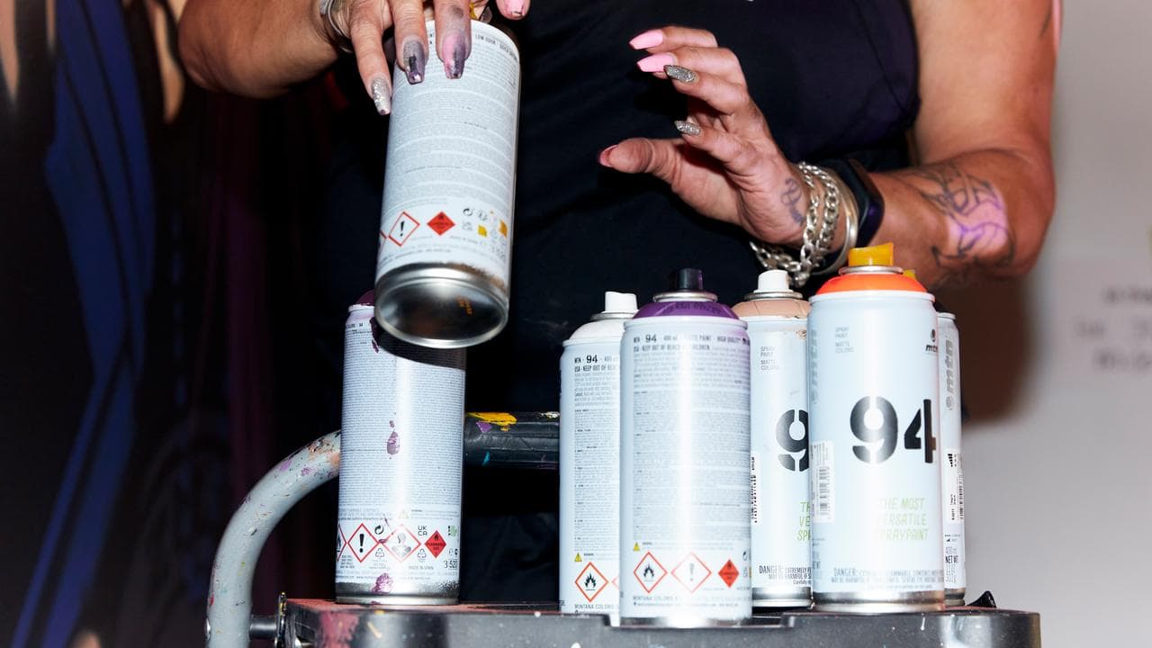 Cans of paint at the National Art School gallery