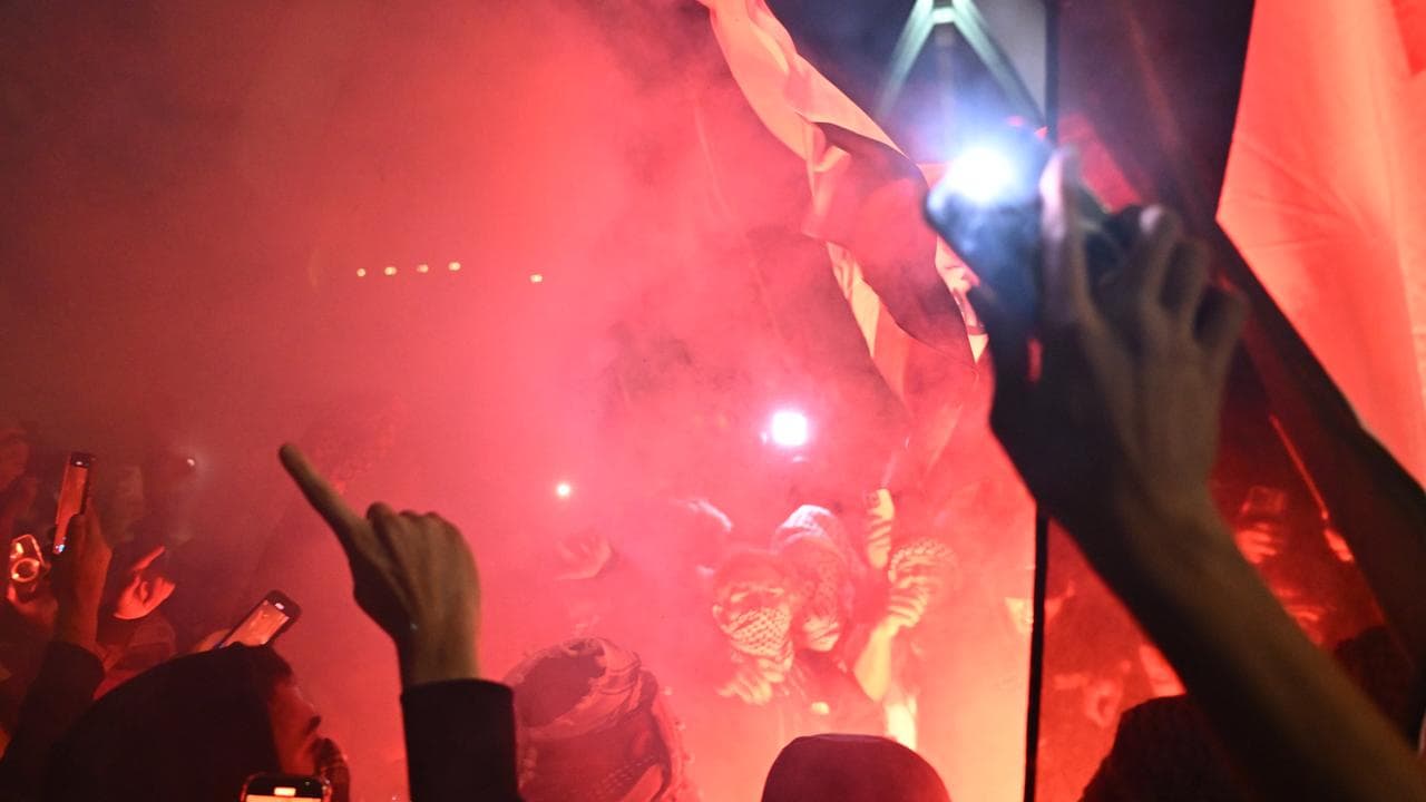 A Free Palestine rally outside the Sydney Opera House