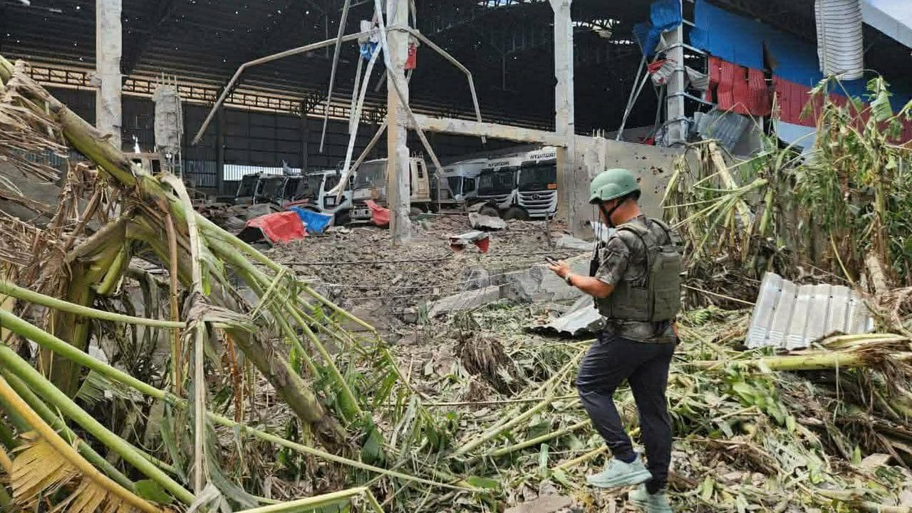 Thai bombing in Poipet town, Cambodia