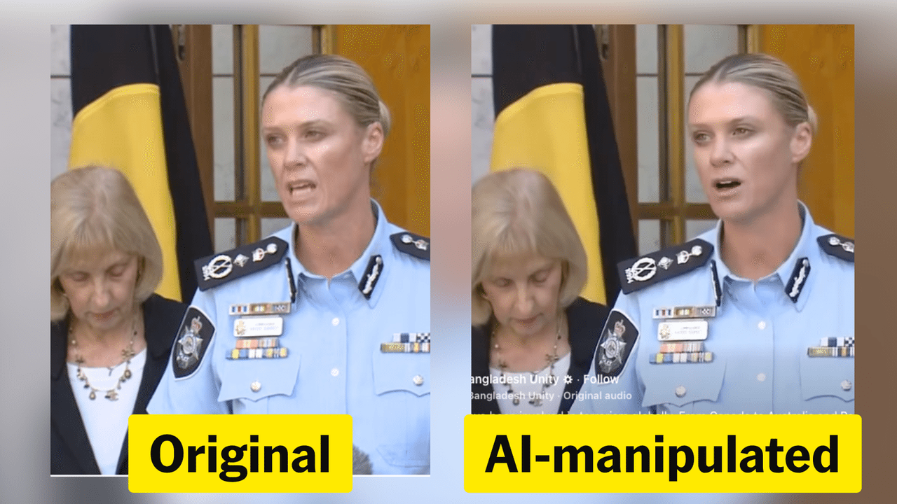 A screenshot of a Guardian video and a social media video.