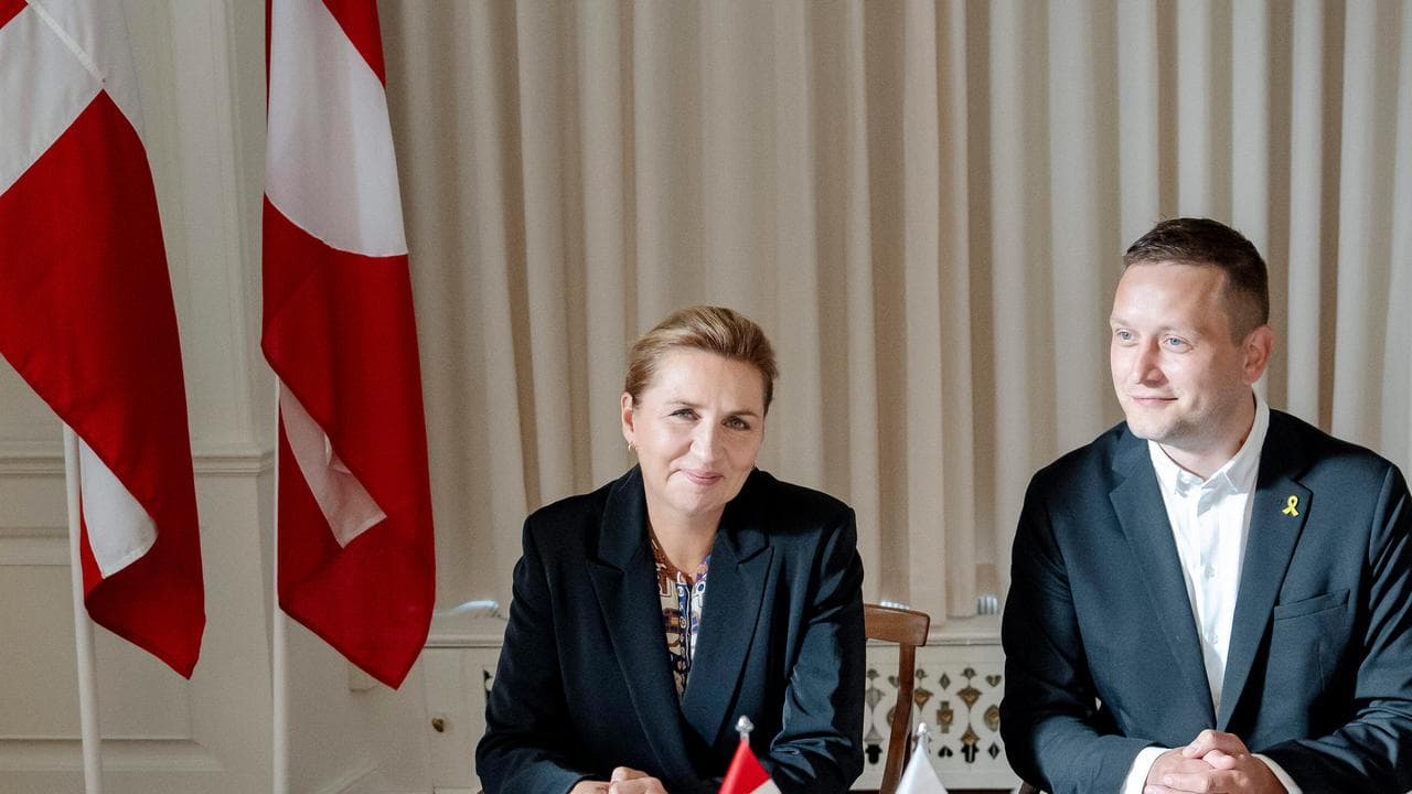 Denmark PM Mette Frederiksen, Greenland leader Jens-Frederik Nielsen
