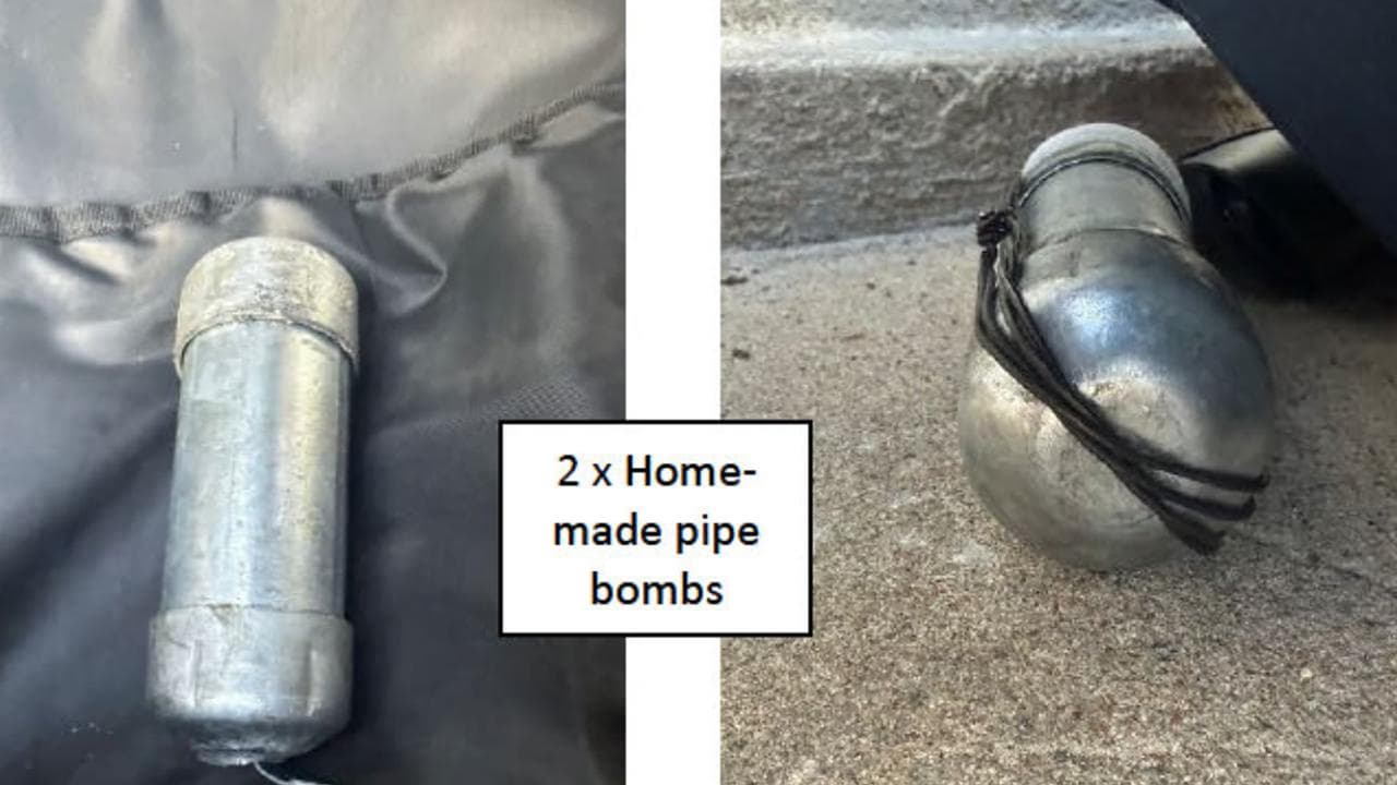 two homemade pipe bombs