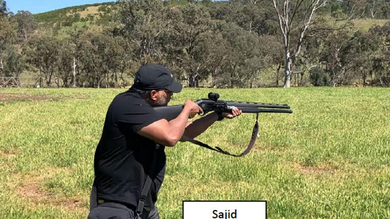Sajid Akram undertaking firearms training on a rural NSW property.