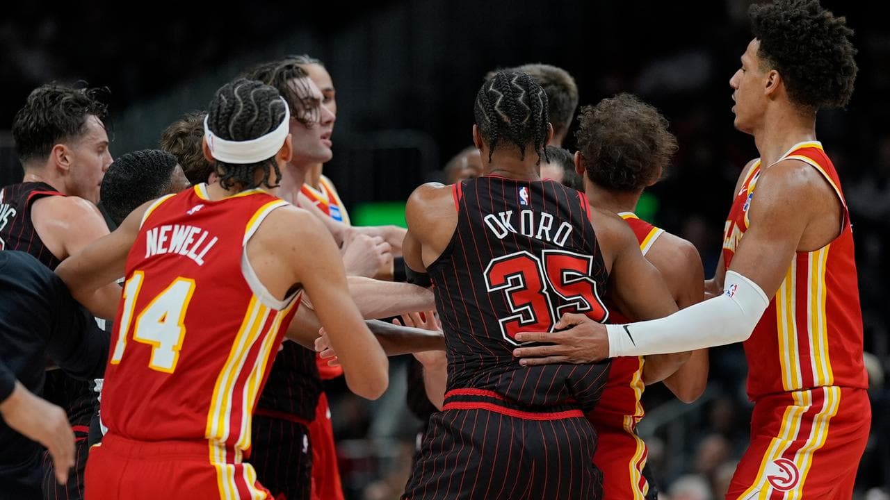 Scuffle between players.