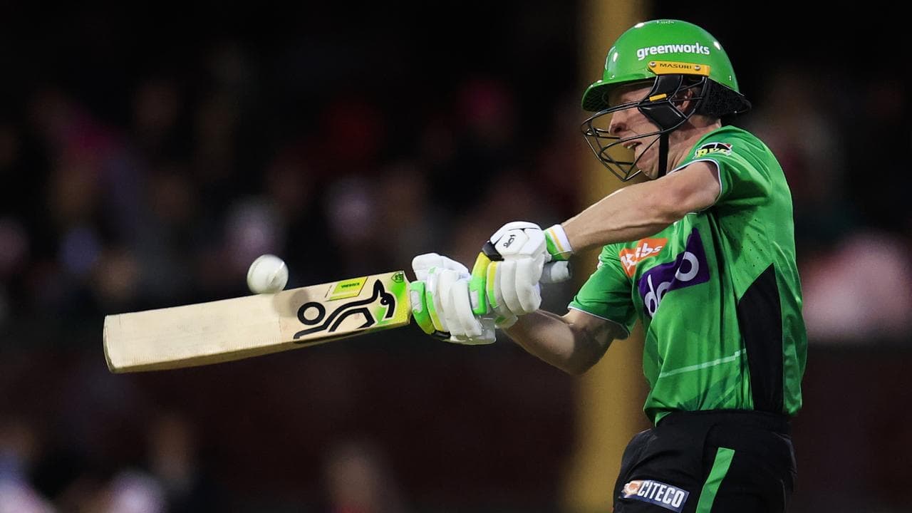 The Melbourne Stars' Sam Harper smashes a six.