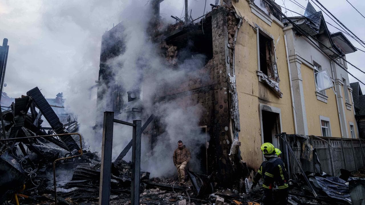 A Russian strike on Kyiv