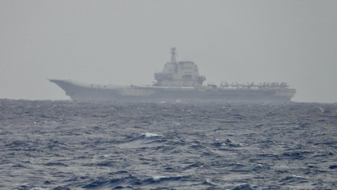 China’s Shandong aircraft carrier sailing near Taiwan in March 2025