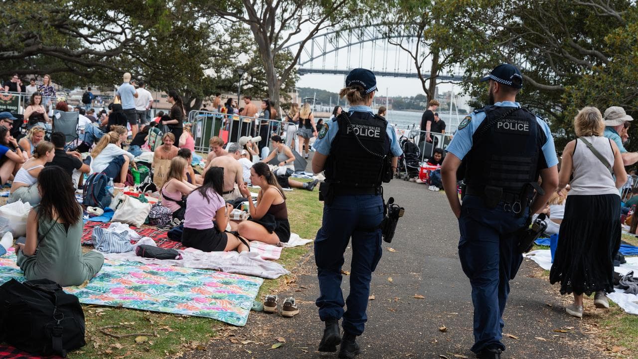 Heavy police presence at the Sydney Opera House and Circular Quay