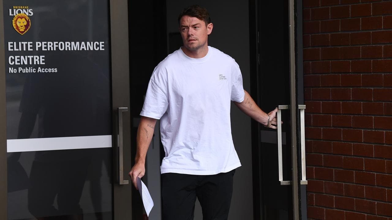 Lachie Neale arrives to a press conference