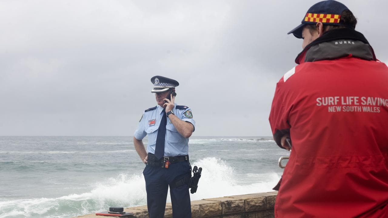 Police and surf lifesavers search for a missing swimmer