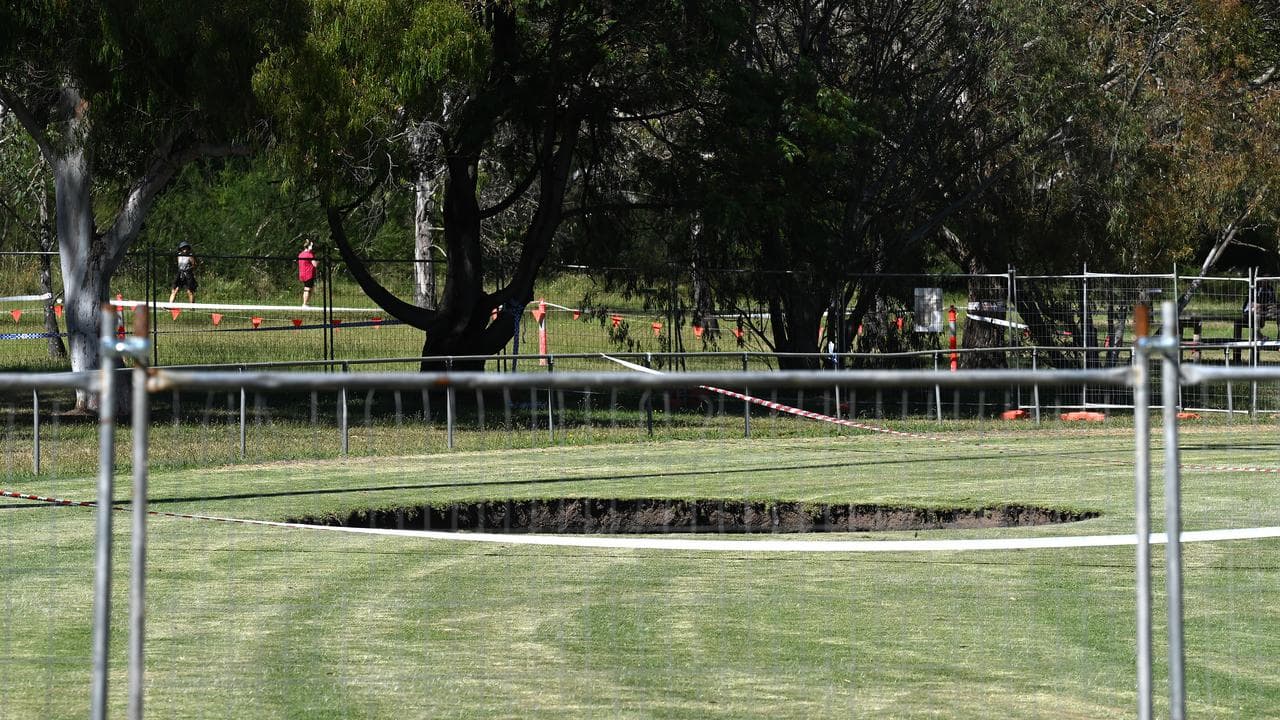 A sinkhole at AJ Burkitt Oval