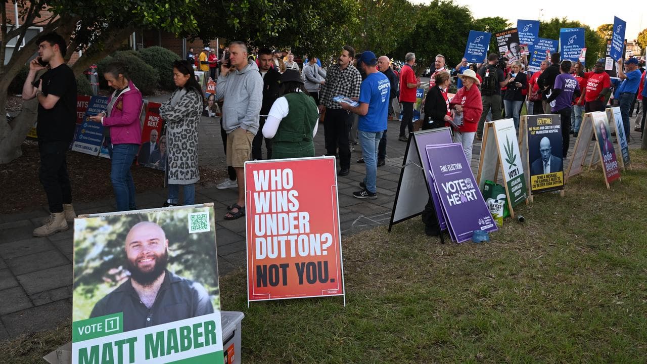 A queue of voters on election day in Melbourne.