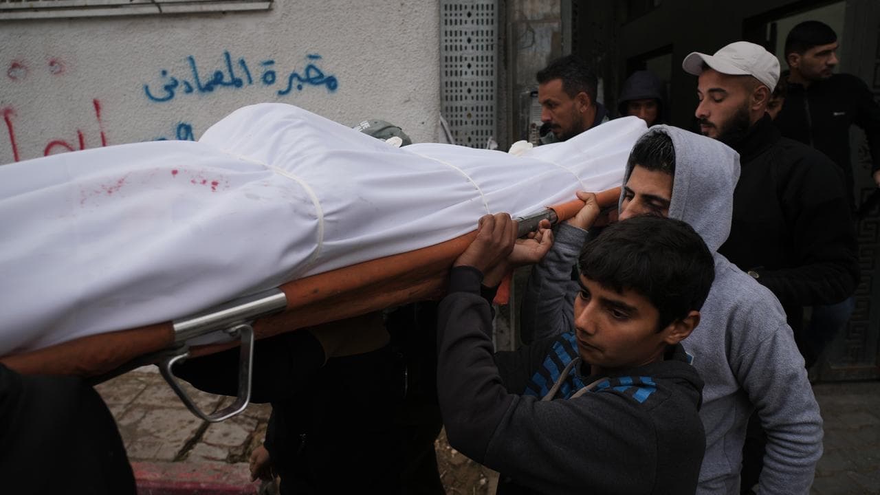 Body of a Palestinian who was killed in an Israeli strike in Gaza City
