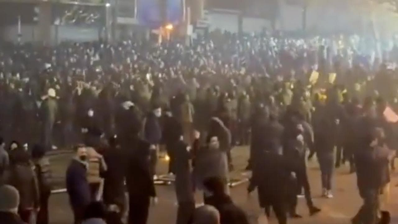 Video grab of people during a protest in Tehran, Iran