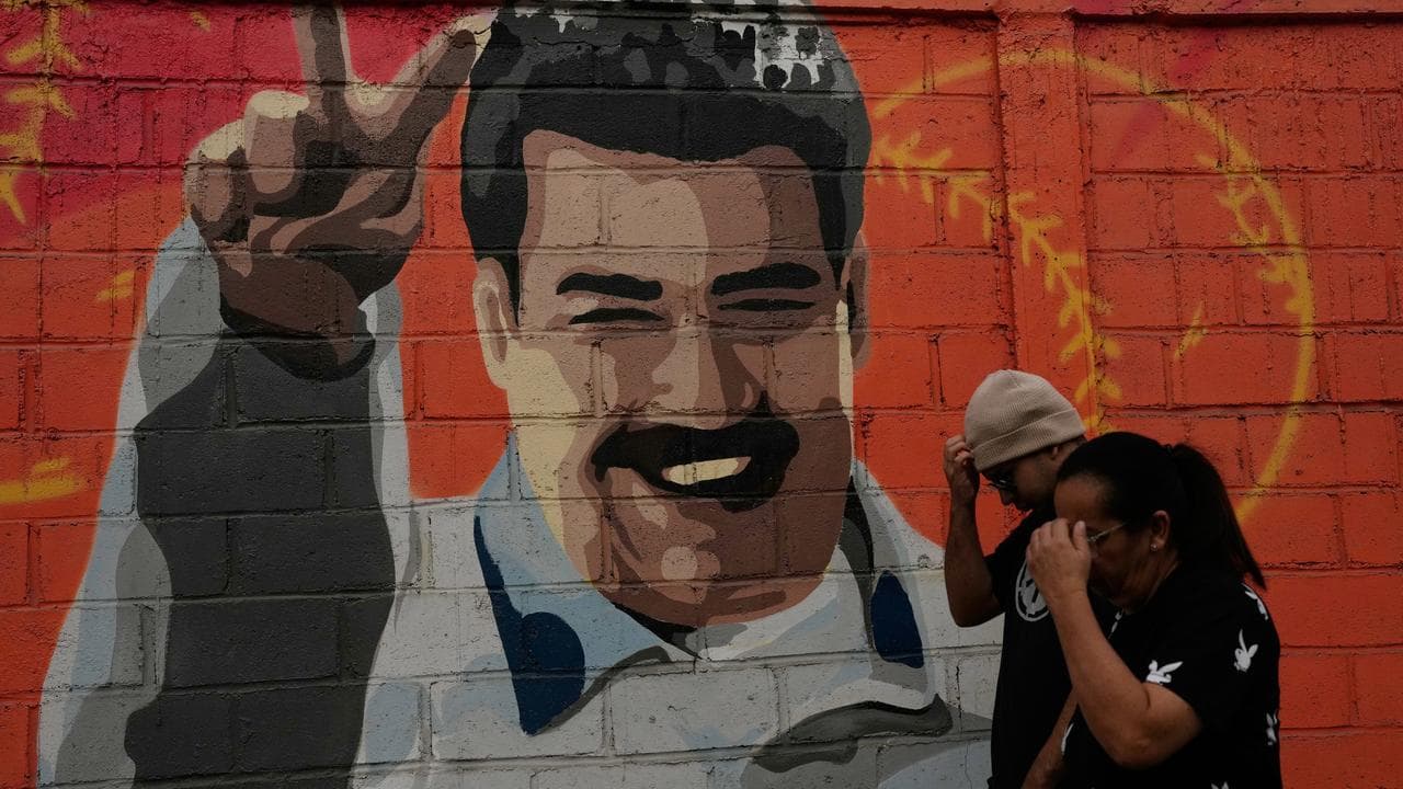 A mural depicting former Venezuelan President Nicolas Maduro