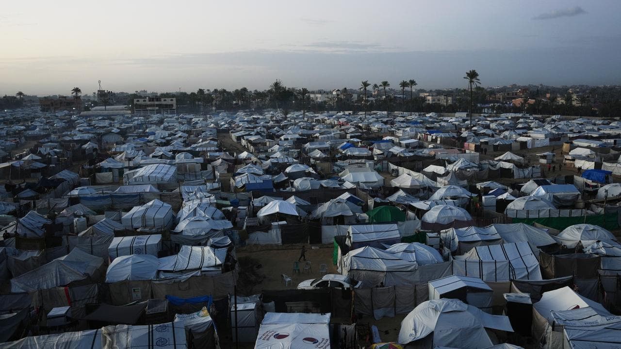A tent camp for displaced Palestinians