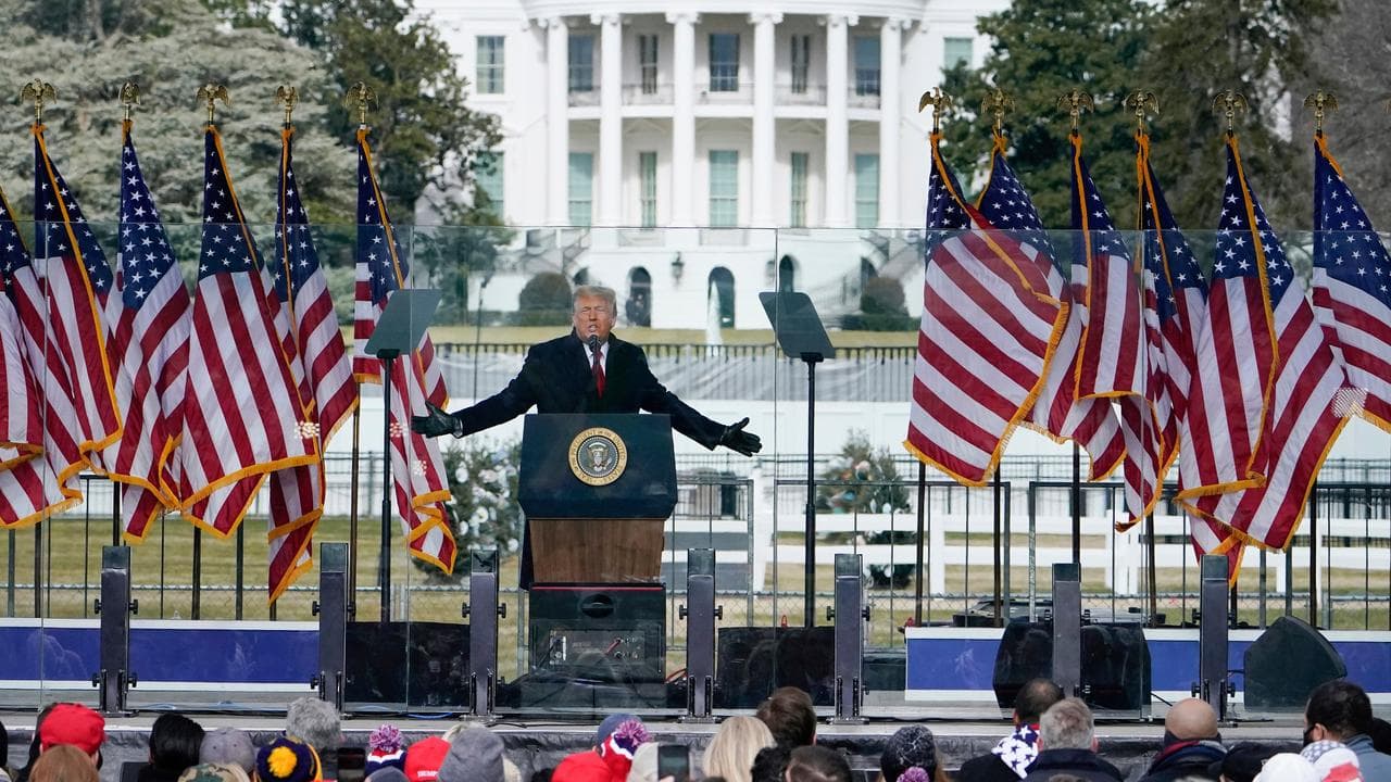 President Donald Trump speaks at a rally on January 6, 2021