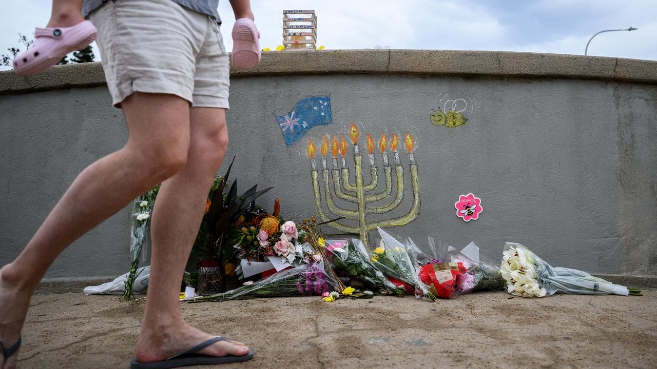 A memorial on the footbridge (file image)