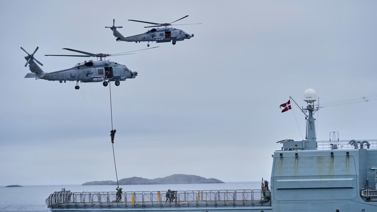 Danish military forces take part in a NATO exercise  off Greenland