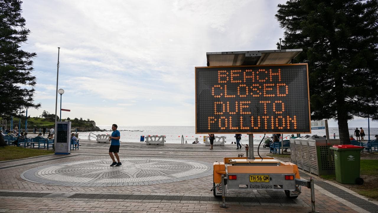 Beach closed sign