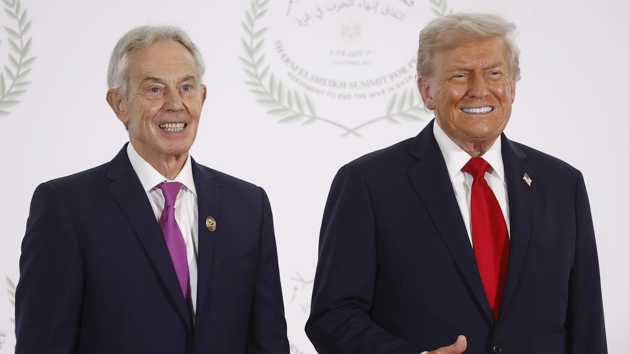 British former prime minister Tony Blair and President Donald Trump 