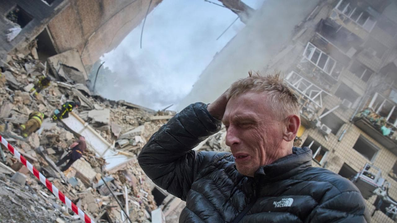 Russia's combined missile and drone air attack in Kyiv