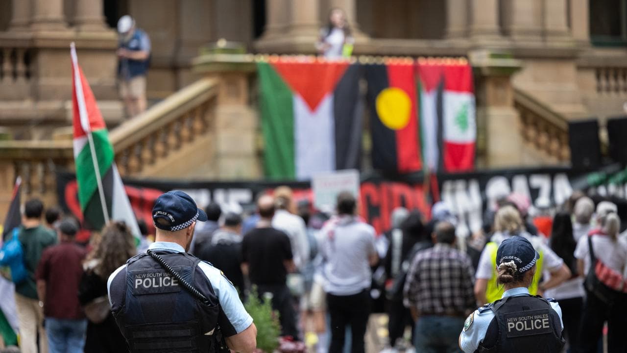 Police at a pro-Palestine vigil (file image)