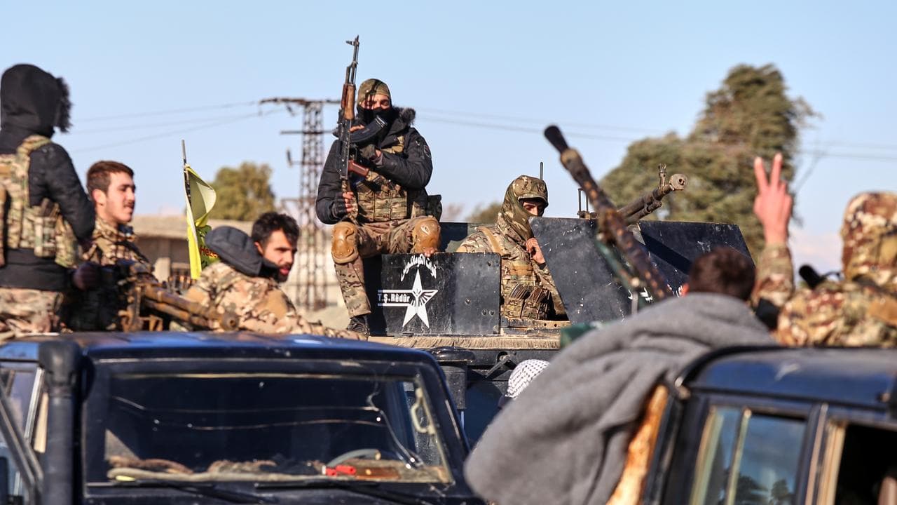 Soldiers of the Kurdish-led, U.S.-backed Syrian Democratic Forces