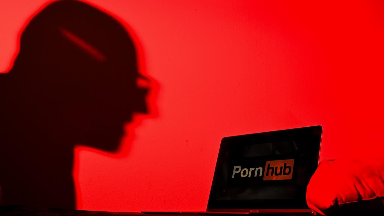A stock image of the Pornhub logo on a laptop.