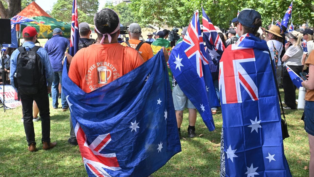 Protesters wear flags (file)