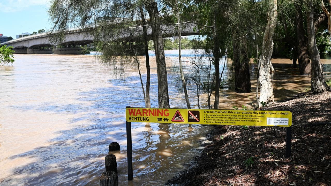 Floodwaters from the Fitzroy River inundate areas in Rockhampton
