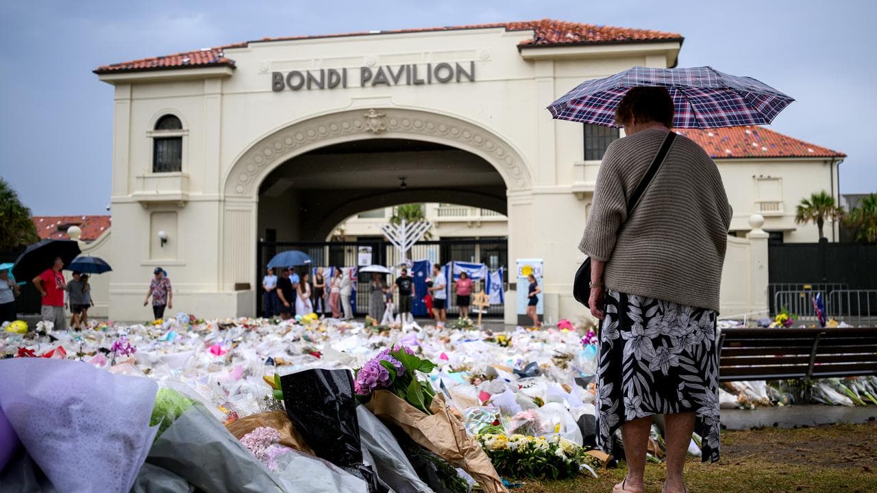 A photo of a memorial at Bondi Beach.