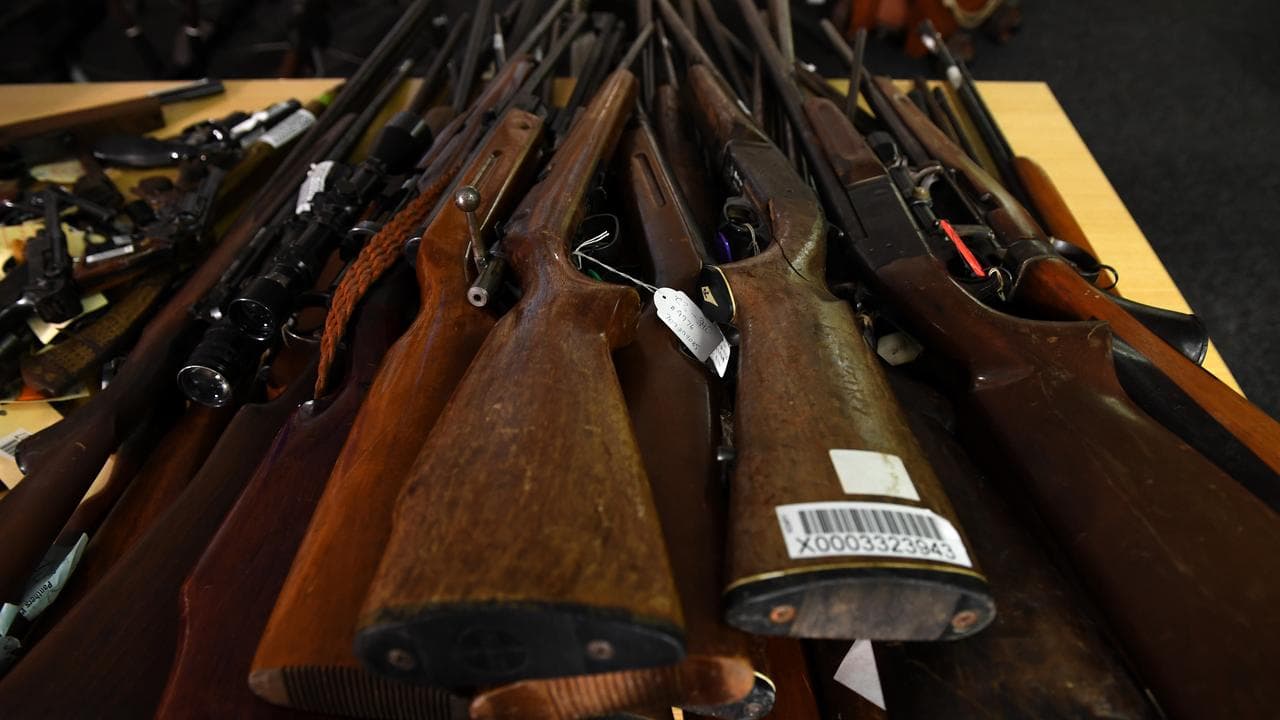 Guns at a gun amnesty event.