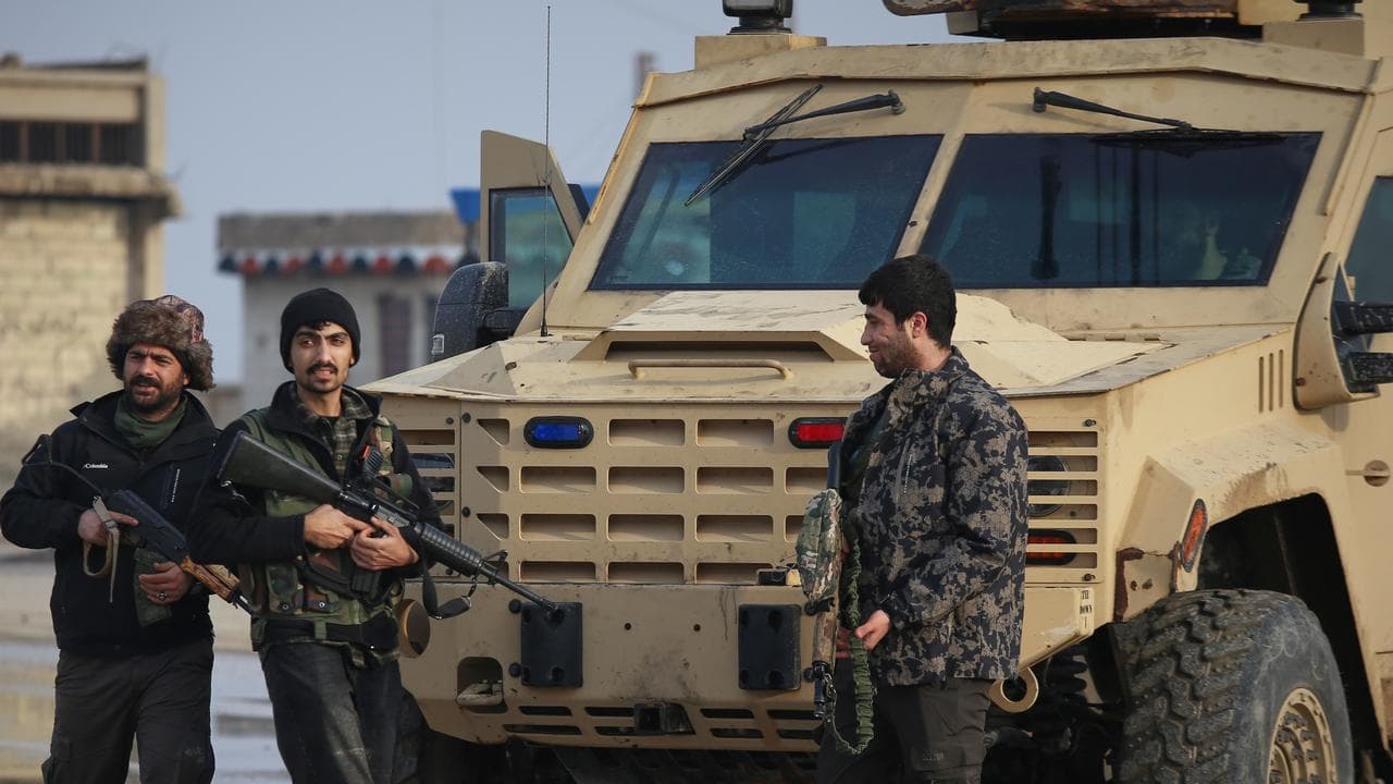 Kurdish fighters with the Syrian Democratic Forces (SDF)
