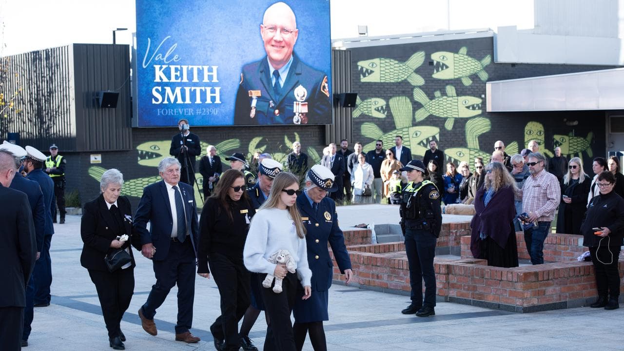 Constable Keith Smith's wife Janaha and daughter Ava  (file)