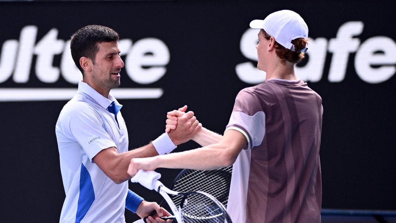 Novak Djokovic congratulates Jannik Sinner