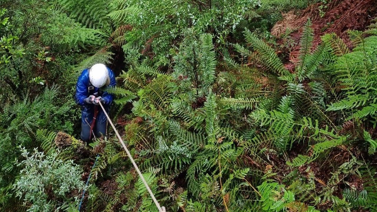 An SES member during the initial search (file image)