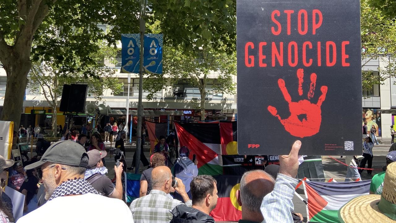 People protest against Israeli President Isaac Herzog's upcoming visit