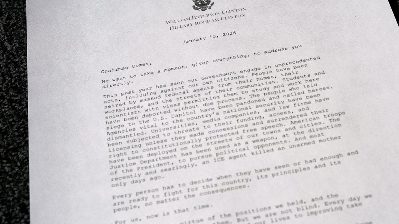 A letter from Bill and Hillary Clinton sent to congress,